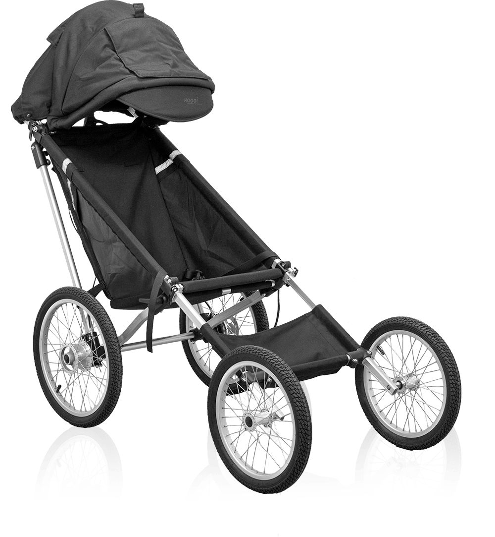 KFN 4Wheeler med Hoggi-sufflett och fyra stora luftfyllda hjul, produktbild framifrån.