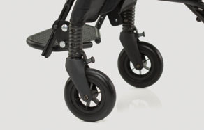 Riktningslås för framhjulen på CLIP-vagnen för ökad kontroll och stabilitet.